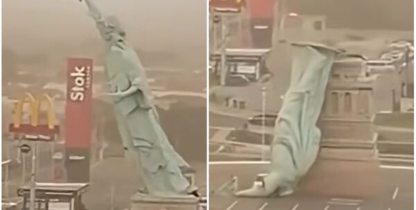 В Бразилии упала Статуя Свободы: 24-метровую конструкцию снесло сильным ветром (видео)»>